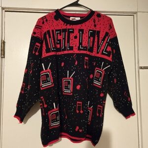 Vintage 80s 90s Music Love Ugly Chunky Sweater Top